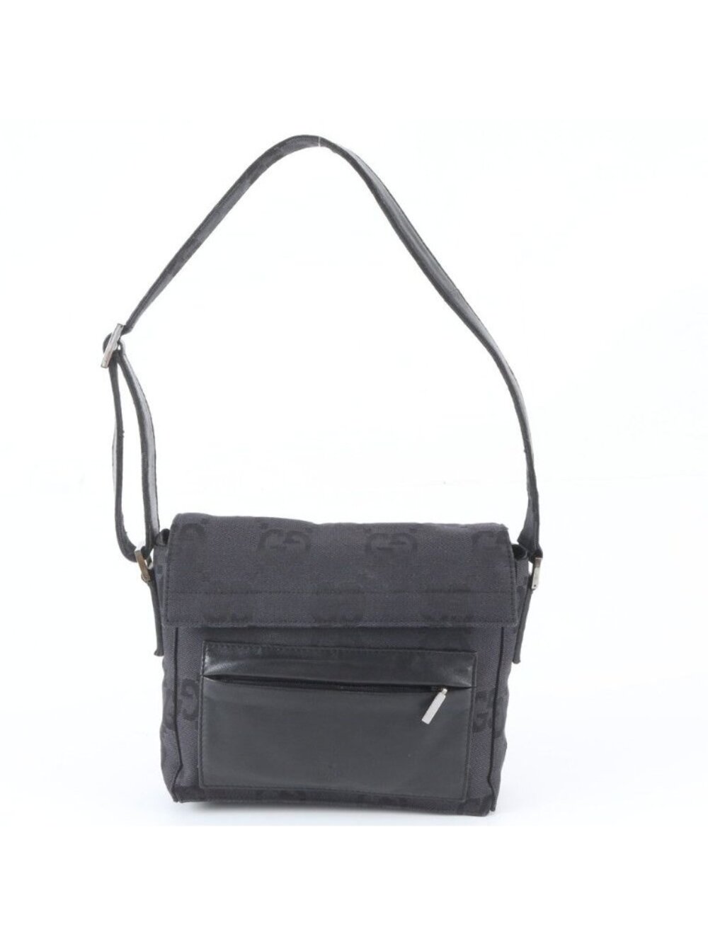 Gucci GG Canvas Leather Shoulder Bag Hand Black